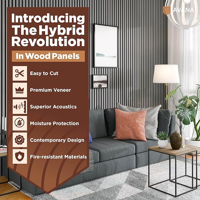 Avana Modern Acoustic Wood Wall Panels – 94.4 X 12.59 Inch Gray Oak Acoustic Panels 1 PC – Wall Panels For Interior Wall Decor For Homes, Offices, Studios – Sturdy And Durable Wood Panels For Wall