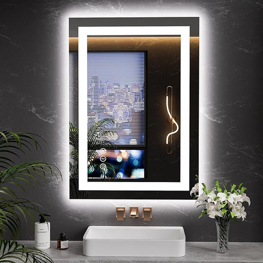 LOAAO 20"x28" LED Mirror for Bathroom, Lighted Bathroom Mirror with Lights, Anti-Fog, Dimmable, Memory Function, Easy to Install, Clear Reflection