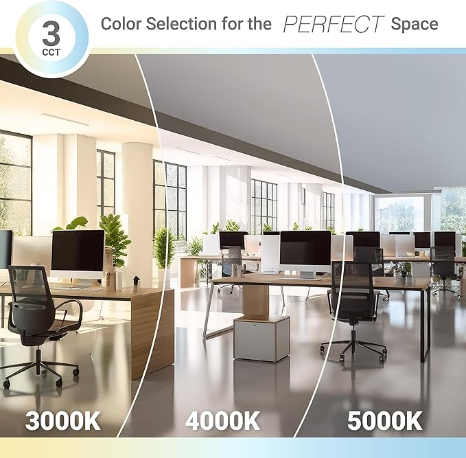 NUWATT 4 Pack, 2x2 LED Flat Panel Light, 120-277V, 3CCT 3000K/4000K/5000K Selectable, 4000LM, 40W, Internal Driver, 0-10V Dimmable, 2x2 FT Surface Mount Panel Light, 24x24 LED Ceiling Lights, 1" Thin