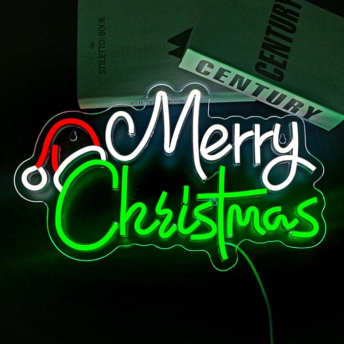 Merry Christmas Neon Sign for Wall Decor Led Neon Lights Christmas Light Up Signs for Birthday Party Club Gift
