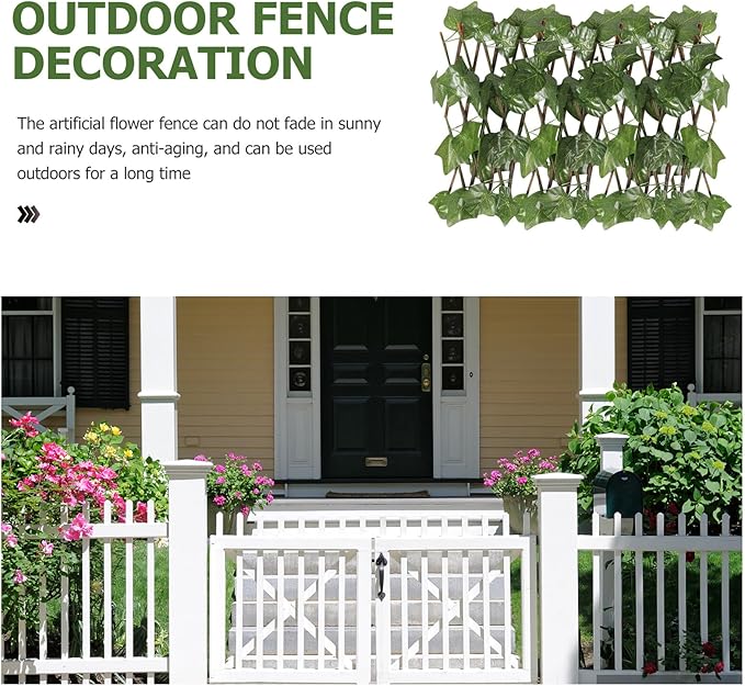 COHEALI Artificial Expandable Privacy Fence with Vivid Faux Green Leaves Wall Panel for Balcony Patio Garden Home Decoration Weather-Resistant Trellis Screen Protector