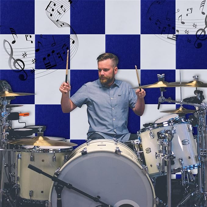 18 Pack Acoustic Panels12"X12"X0.4"Sound Proof Panels With Self-Adhesive Absorbing High-Density Sound Deadening Panels Decoration Soundproofing Panels For Walls Home Insulation Studio Office Dark Blue