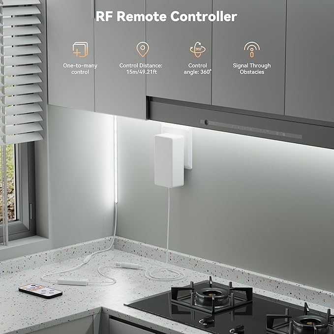 MIWISE White LED Strip Lights,COB LED Strip Light 6000K Daylight White,Dimmable 32.8ft 24V LED Tape Lights,Flexible Super Bright Strip Lighting with Remote for Under Cabinet,Mirror,Bedroom,DIY Project