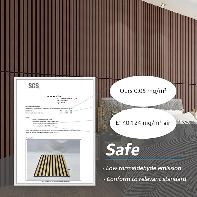 Art3d 4pcs-107 x 8in Slat Acoustic Panel for Wall and Ceiling, 3D Fluted Sound Absorbing Panel with Wood Finish, Dark Walnut