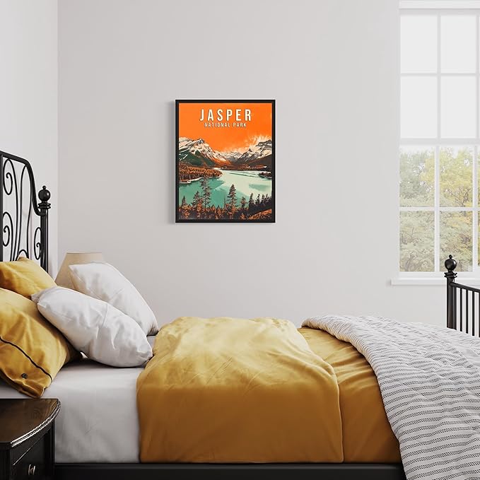 Jasper National Park Wall Art Poster Print, Vintage Retro Landscape Scenery Painting Artwork Travel Prints Decor Cityscape Landmarks Gallery 27 (Jasper National Park, 18 x 24 inches, Unframed)