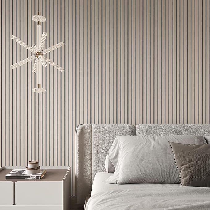 4 Panel Wood Slat Acoustic Panel 94" x8" for Sound Absorbing, Soundproof Wood Slat Panel Cover 21 Sq.Ft, 3D Fluted Sound Absorbing Paneling for Wall Decor, Living Room, Bedroom, White Oak