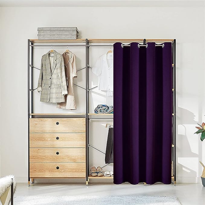 ChrisDowa Blackout Door Curtains for Doorway Privacy, Grommet Closet Curtains for Bedroom Closet Door, Thermal Insulated Doorway Cover Room Divider Drapes (1 Panel, Royal Purple, 34 x 80 Inch)