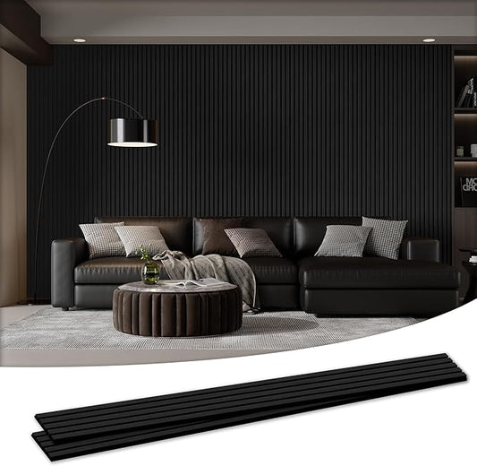 2 Pack 105.9" x 12.6" x 0.8" Acoustic Wall Panels Sound Absorbing, Wood Slat Wall Panels for Wall Decor, Soundproof Wood Wall Panels, Matte Black
