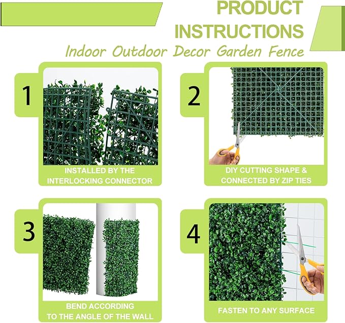 AOKIE 48x120 in Artificial Grass Roll Wall(40 sq ft), Boxwood Hedge Wall Panels UV-Anti Grass Backdrop Wall Decor, Greenery Privacy Hedge Screen for Indoor Outdoor Patio Balcony, Party Garden Fence