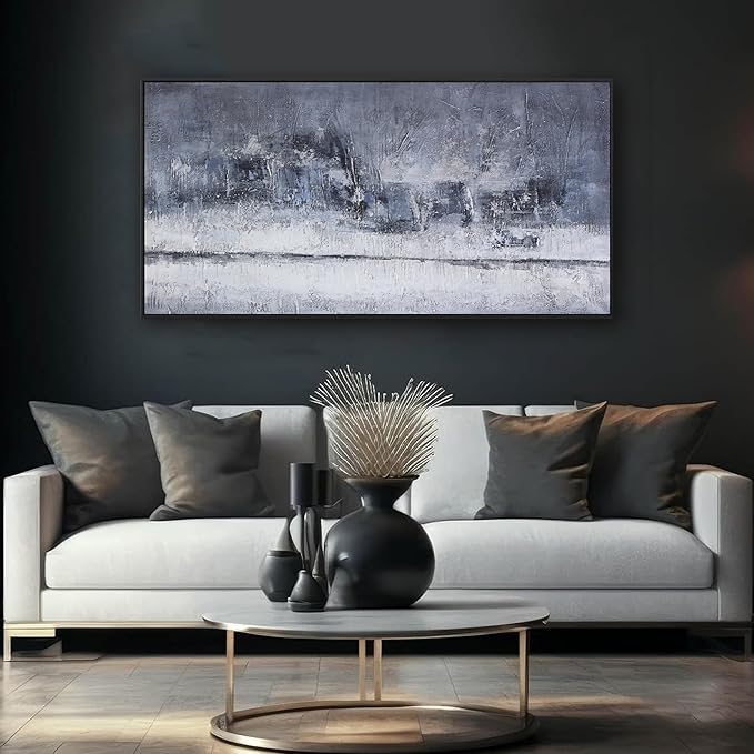 Abstract Wall Art Wall Decor Gray And White Blue Modern Canvas Art Print Abstract Artwork Framed Pictures For Living Room Bedroom Bathroom Office Home Decor Can Be Hung 20"X 40"