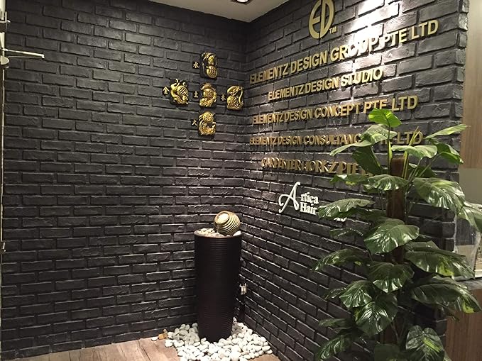 3D Wall Panels Faux Brick Panel for Interior and Exterior Wall Decoration Brick Cladding Pack of 4 Tiles (New London, Black)