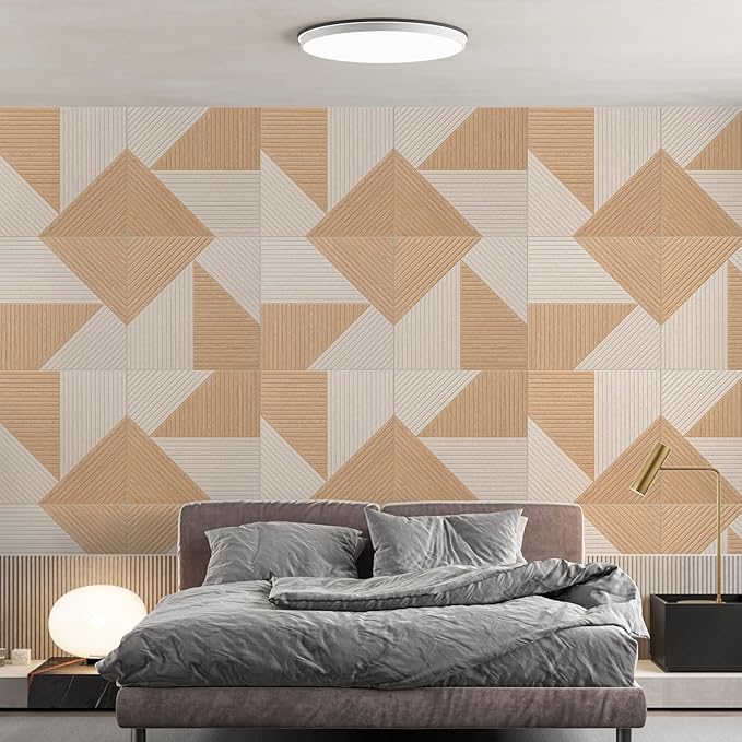 Art3d 6-Pack Self-Adhesive Acoustic Wall Panels for Home Décor, 24 x 24 Inch Soundproofing Panels for Office Studio Bedroom - High Noise Absorption Polyester Fiber, Dawn