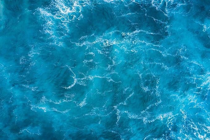 Blue Foam Seascape Mural, Bedroom and Living Room Mural Large Wall Background Wallpaper(Non-self-Adhesive)