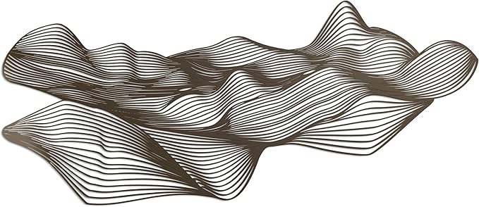 NEODECO Sand Dune Metal Wall Art, Minimalist Living Room Decor, Desert Nature Abstract Line Art, Bedroom Home Housewarming Gift, Large Office Wall Decor (Bronze, Large)