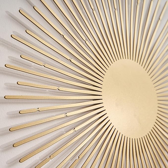 NEODECO Sun Rays-Triple Metal Wall Art, Geometric Sun Decor, Metallic colors, Large 3D wall sculpture, model BCD, Set of 3 (Silver, Large)