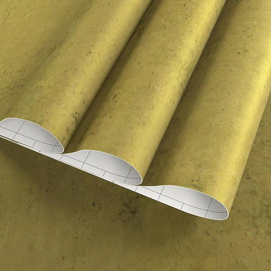 32"x354" Gold Foil Contact Paper Vintage Faux Golden Concrete Peel and Stick Wallpaper Matte Antique 3D Textured Vinyl Waterproof Thick Contact Paper for Kitchen Cabinets Office Decor