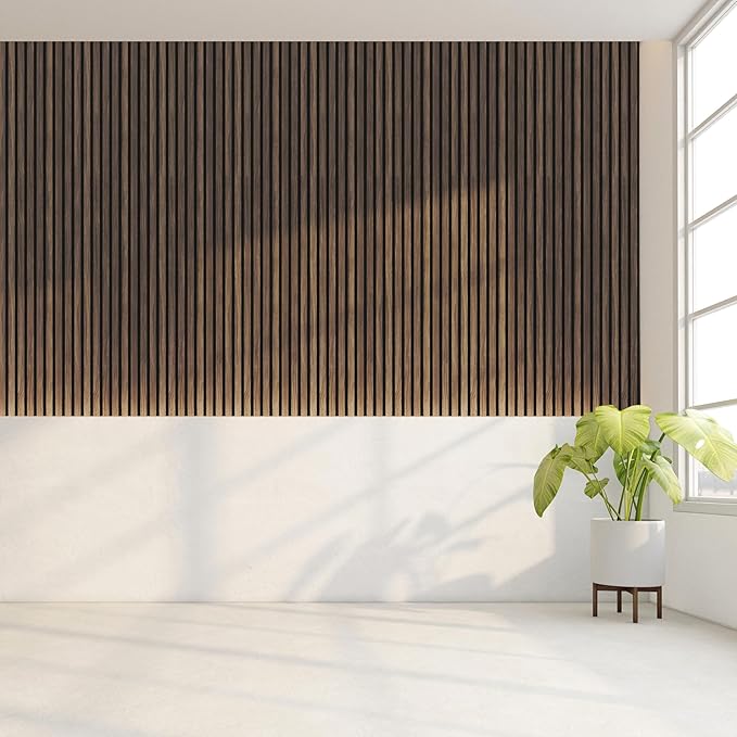 2-Pack Wood Panels for Wall - Acoustic Wood Slat Wall Panels, Soundproof Wooden Paneling for Interior Decor