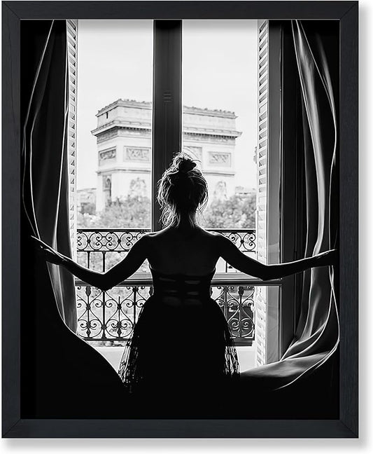 Poster Master Vintage Photograph Poster - Retro Minimalist Print - Girl In The Open Window, Black & White, Simple - Gift for Artist, Friend - Wall Decor for Living Room, Dorm, 24x32 Unframed Wall Art