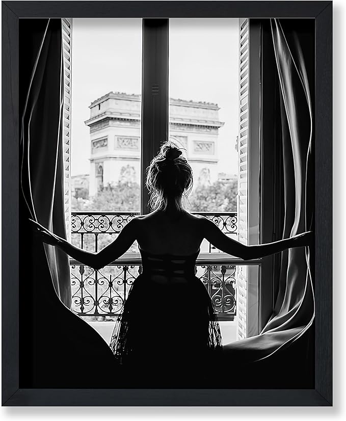 Poster Master Vintage Photograph Poster - Retro Minimalist Print - Girl In The Open Window, Black & White, Simple - 16x20 UNFRAMED Wall Art - Gift for Artist, Friend - Wall Decor for Living Room, Dorm