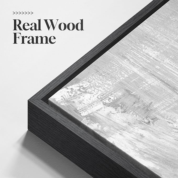 Large Framed Black and White Gray Abstract Wall Art, 3 Piece Modern Canvas Prints Paintings Artwork for Walls, Grey Abstract Pictures for Living Room Hallway Bedroom Office Wall Decor Total 30x60 In