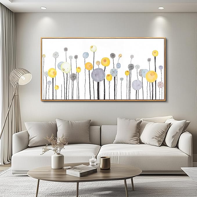 MHARTK66 Boho Watercolor Flower Wall Painting Canvas Wall Art For Living Room Wood Framed Wall Decor For Bedroom Office Decoration Abstract Pictures Artwork Ready To Hang Modern Home Decor