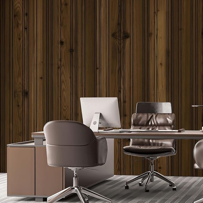 Art3d 4-Pack Glue-On Wall Panels, Wood Grain Texture Interior Wall Decor, 104"x12" Recycled Polystyrene Wainscoting Panels, Low Emission for Living Room Bedroom,Eatrh Walnut