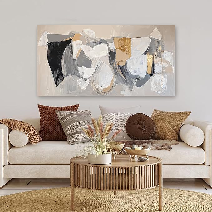 Abstract Canvas Wall Art Decor Black Large Wall Art Decor for Living Room Gray Gold Modern Abstract Graffiti Art Wall Canvas Art Poster Print Wall Pictures for Bedroom Office Decor 24" X 48"