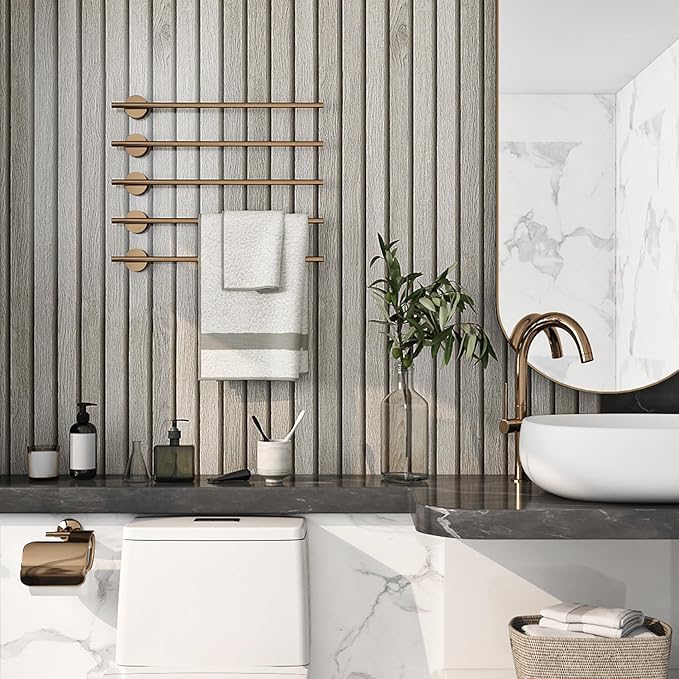 Livelynine 15.8x197 Wood Panel Wallpaper Peel and Stick Wood Panels for Walls Furniture Self Adhesive Contact Paper Roll Faux Wood Slat Wall Panel White Wall Panels Removable 3D Slat Wall Paneling