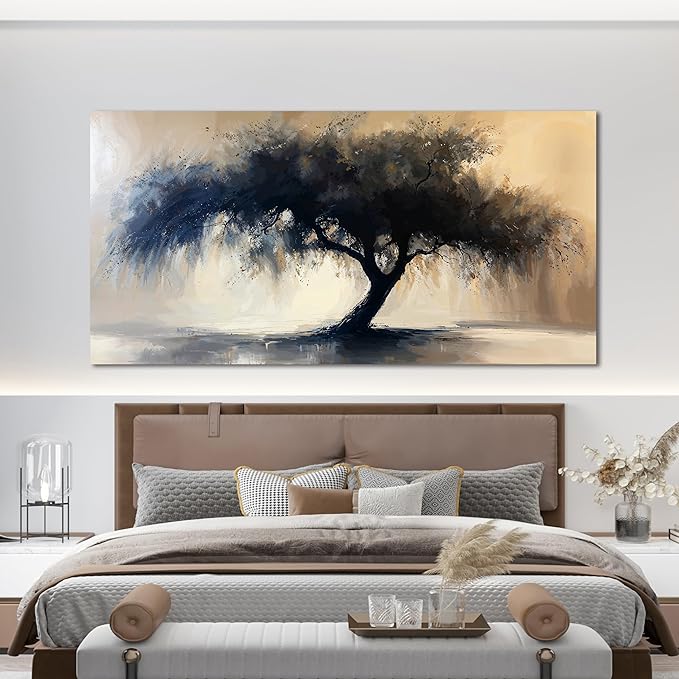 Canvas Wall Art Decor Large Modern Abstract Art Wall For Living Room Black Tree Of Life Wall Art Black Abstract Minimalist Wall Art Canvas Prints Art Work For Home Kitchen Office Wall Decor 29" X 58"