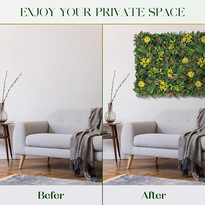 Artificial Grass Wall, 3D Grass Backdrop, Plant Backdrop with Zip Ties, Artificial Hedge Panels, Grass Wall Panels for Indoor & Outdoor Decoration, 10 * 10 Inch, 4 Pack