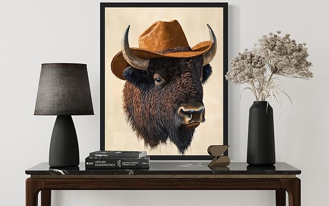 Bison Cowboy Art Print Poster Wall Art, Western Country Farmhouse Wild West for Bedroom, Bathroom, Living Room Art Decor 58 (Bison, 16 x 20 inches, Unframed)
