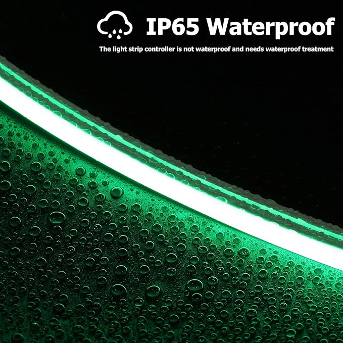 Neon Rope Lights, 16.4ft Rope Lights with Dimmable Remote and Adapter, Waterproof Flexible Smart Led Strip Lights for Bedroom, Super Bright, DIY Neon Sign, Indoors Outdoors Wall Decor, Green