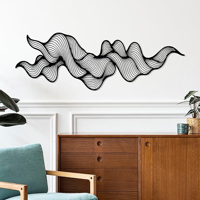 Abstract Metal Wall Art, Modern Wall Decor, Minimalist Line Sculpture, Geometric Wave Artwork, Large Mid Century Wall Hanging, Luxury Style Sculpture, Creative Home and Office Wall Sign, Gift for Home
