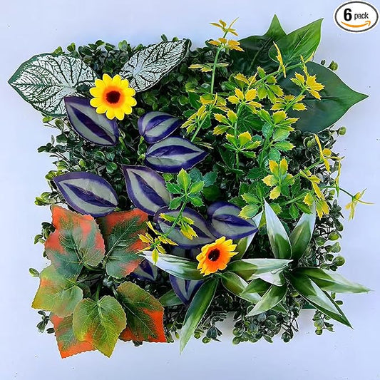 Artificial Grass Wall Panels 10"x10"(12pcs), Boxwood Hedge Green Wall Decor with Various Styles, Greenery Backdrop Privacy Screen for Indoor Home Wedding Birthday Decor Outdoor Patio (C05)