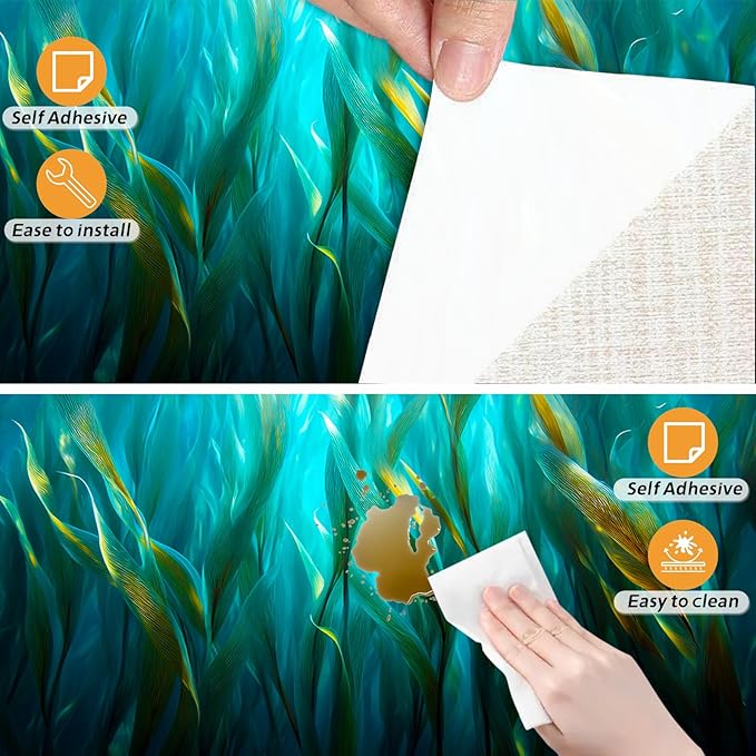 Nuxovilar Teal Crystal Gemstone Textured Peel and Stick Wallpaper, 15.75"x39.37", Self-Adhesive Contact Paper, Artistic Stone-Like Design for Bedroom, Living Room and Table Decor