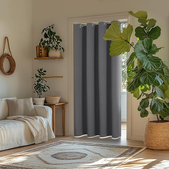 ChrisDowa Blackout Curtains 72 inches Long for Bedroom - Grommet Thermal Insulated Room Darkening Curtains for Living Room (1 Panel, Grey, 42 x 72 Inch)