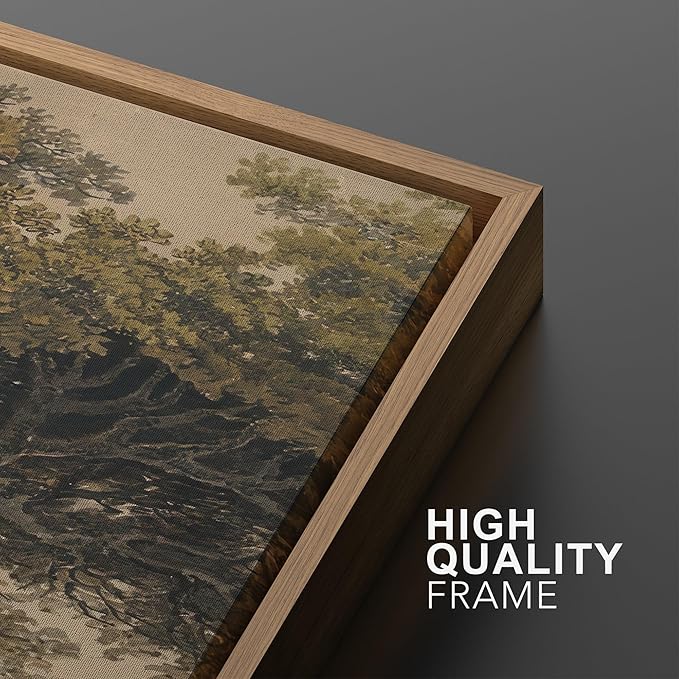 MUDECOR Framed Wall Art Print Set Vintage Landscape Rustic Tree and Mountain View Illustrations Decorative Colorful for Living Room, Bedroom, Office - 16"x24"x3 Natural