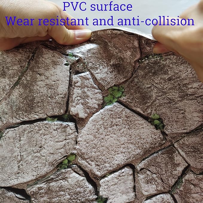 3D Panels Peel and Stick,Simulated Stone Wall,PVC Waterproof Self Adhesive Decorative for Interior Wall Decor,Living Room,TV Background,Study Room 10 Pcs 11.81x11.81 Inches.