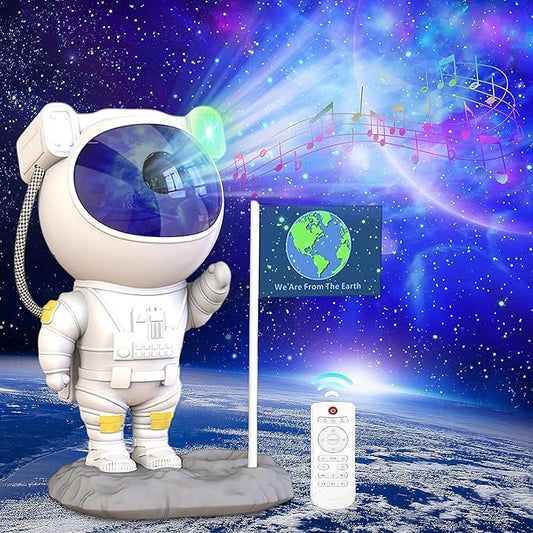 LUXONIC Galaxy Astronaut Projector with Bluetooth Music Speaker,Remote Control&Timer,Nebula Star Space Buddy Projector Light for Family Friends Gift,Bedroom Gaming Room Decor
