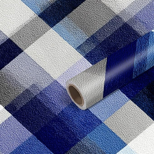 Nuxovilar Blue Plaid Checkered Textured Peel and Stick Wallpaper, 15.75"x39.37", Self-Adhesive Contact Paper, Classic Tartan Design for Bedroom, Living Room and Table Decor