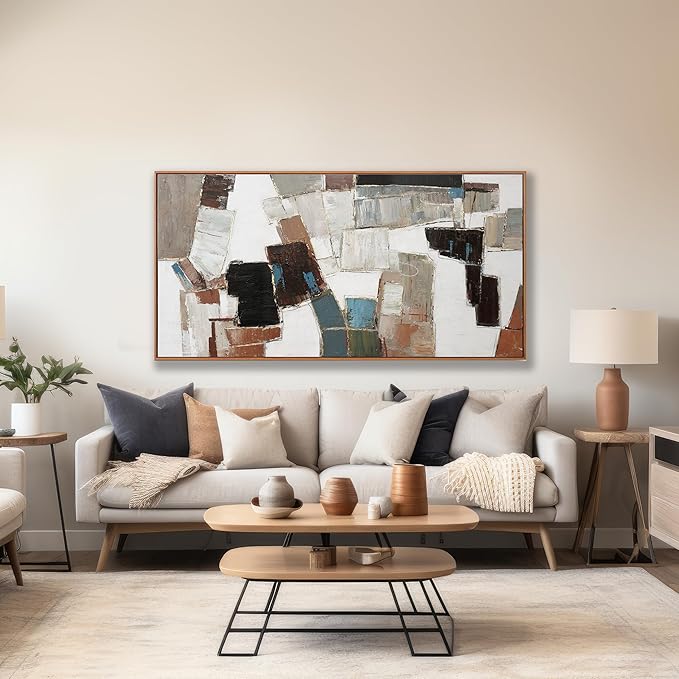 Canvas Wall Art Abstract Wall Decor Painting Minimalist Geometric Line Artwork With Framed For Bedroom Living Room Dining Room Home Office Abstract Modern Minimalism Wall Art 20"x40"