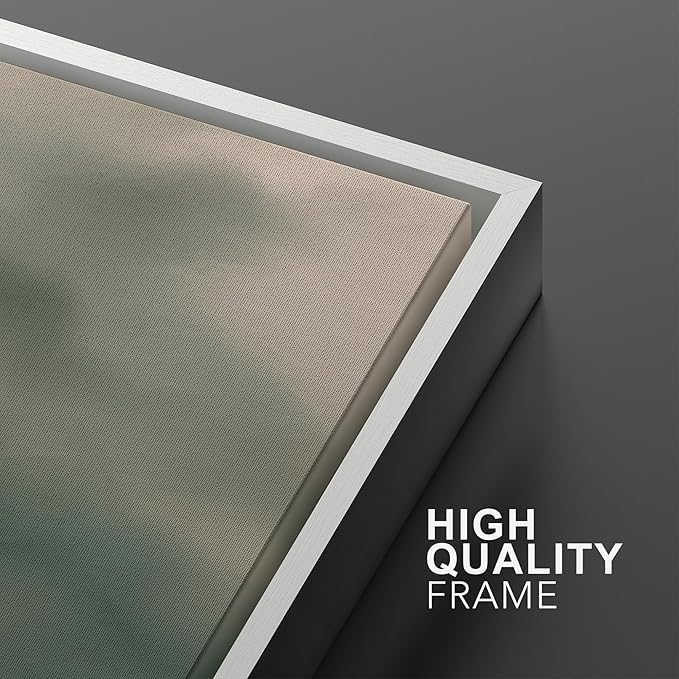 MUDECOR Framed Wall Art Print Set Soft Green Cloudscape Tranquil Abstract Nature Illustrations Modern Art Boho Decorative Colorful Chic for Living Room, Bedroom, Office - 16"x24"x3 White