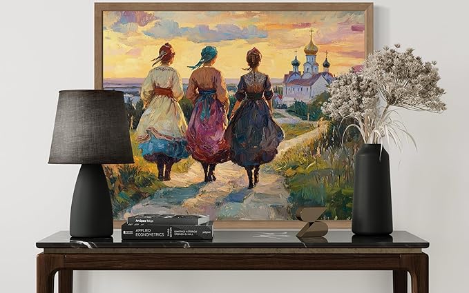 Russia Art Print Poster, Asia Oriental Countries Culture Wall Art Asian Paintings for Bedroom Bathroom Living Room Decor 97 (Russia, 16 x 20 inches, Wood Frame)