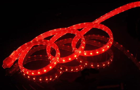 CBConcept UL Listed, 20 Feet,Super Bright 5400 Lumen, Red, Dimmable, 110-120V AC Flexible Flat LED Strip Rope Light, Commercial Grade, Indoor Outdoor use, Ready to plug n shine