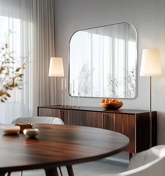 ANDY STAR Arched Mantel Large Wall Mirror, 30x36 Brushed Nickel Stainless Steel Framed Arch Mirror Wall-Mounted for Wall Decor Living Room, Bathroom, Bedroom, Entryway & Fireplace Mantel