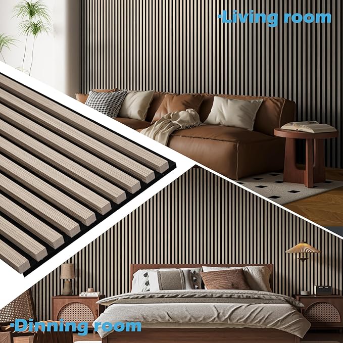 Art3d 2-Pack 108" x 12" Acoustic Wood Panels for Wall, Soundproof Wood Slat Panel for Wall and Ceiling, 3D Fluted Sound Absorbing Paneling for Interior Wall Decor, Living Room, Bedroom - Oak