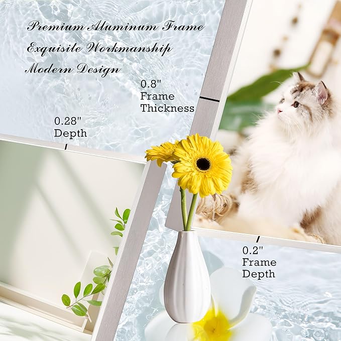 20x36 Inch Nickel Bathroom Mirror for Wall, Aluminum Frame Rectangle Rectangular Vanity Mirror, Modern Large for Bedroom, Living Room, Horizontal or Vertical