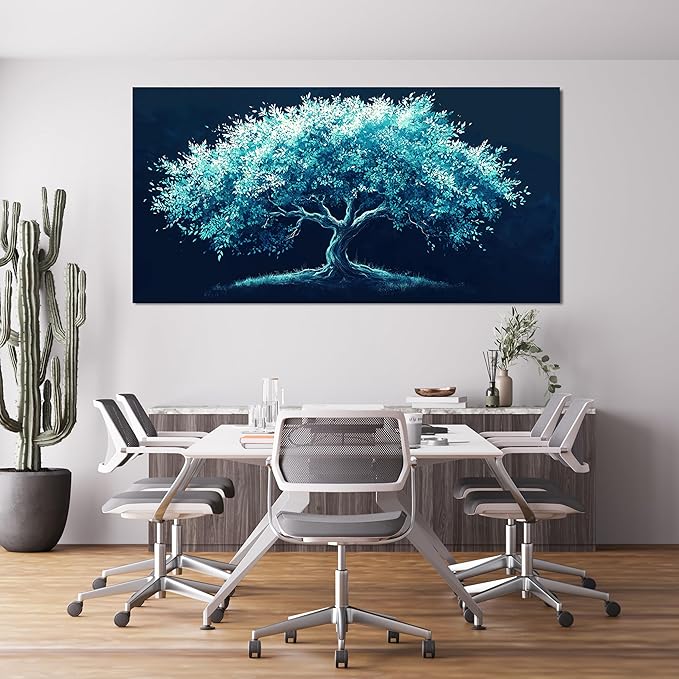 Canvas Oversized Wall Art Green Tree of Life Wall Art Decor Large Wall Art Pictures for Living Room Modern Bltanical Wall Art Prints Canvas Art Wall Decor Artwork for Walls Home Office Decor 29" X 58"