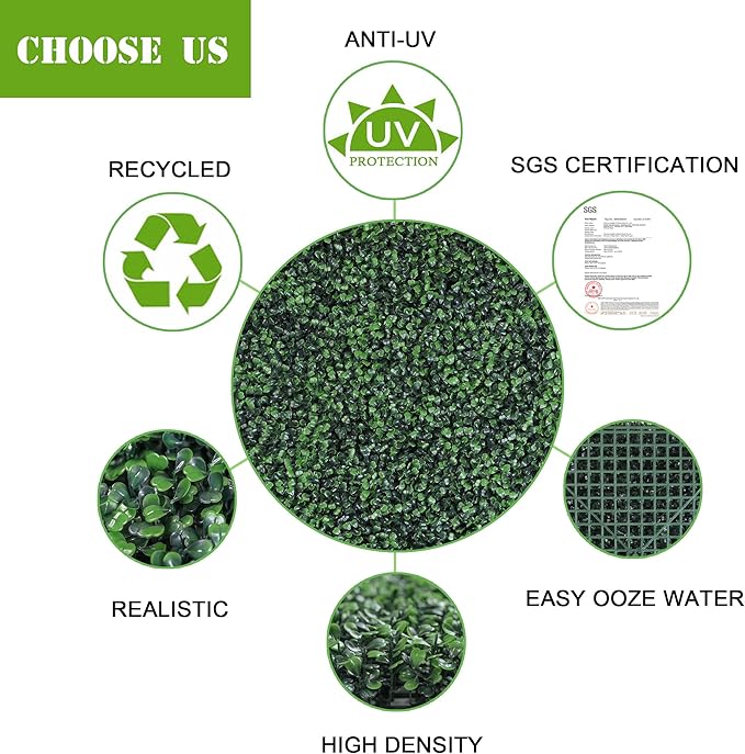 Bybeton Artificial Ivy Privacy Fence Screen,40"x120" (33.33 sqft) UV-Anti Faux Boxwood Roll Grass Wall Panels for Patio Balcony Privacy, Garden, Backyard Greenery Wall Backdrop and Fence Decor