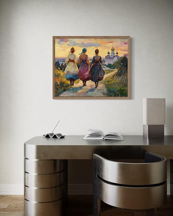 Russia Art Print Poster, Asia Oriental Countries Culture Wall Art Asian Paintings for Bedroom Bathroom Living Room Decor 97 (Russia, 11 x 14 inches, Wood Frame)